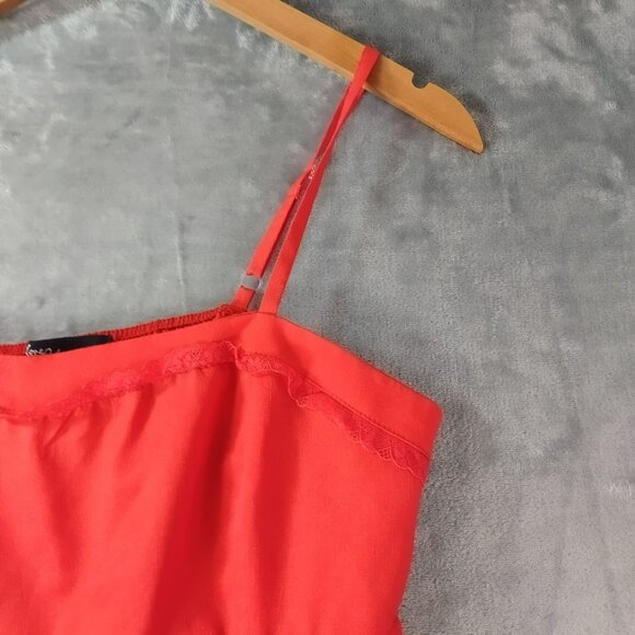 Love 2 by Loved Womens Red Camisole Tank Top Adjustable Lace Trim Size XL - Picture 2 of 9